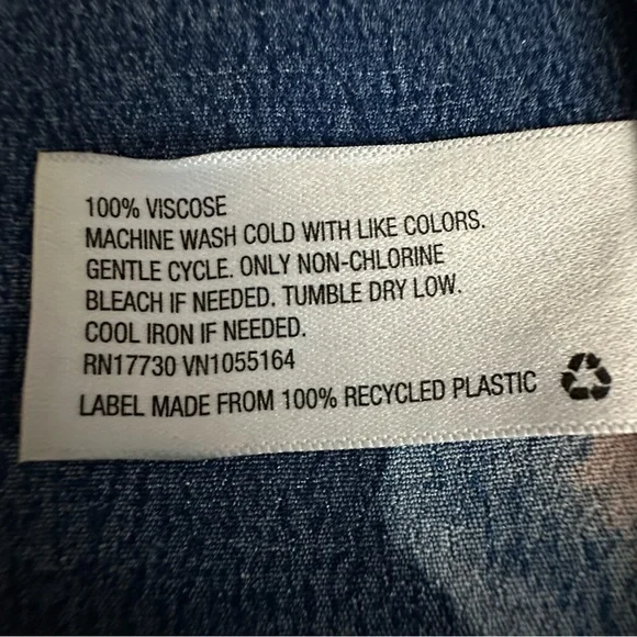 a new day Women M/L Blue Pink Floral Print Short Sleeve Above Knee Relaxed Dress - Picture 12 of 13